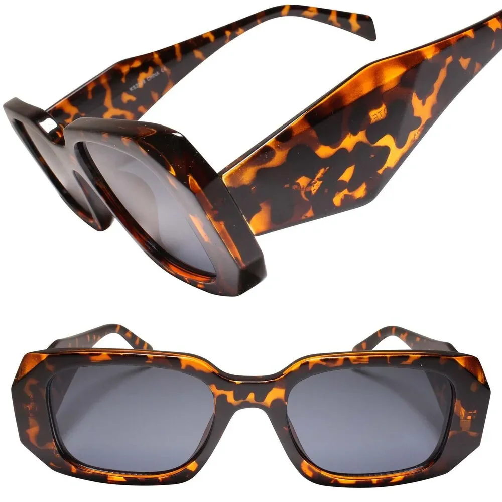 Classic Tortoise Rectangle Sunglasses Men and Women Timeless Style and UV
